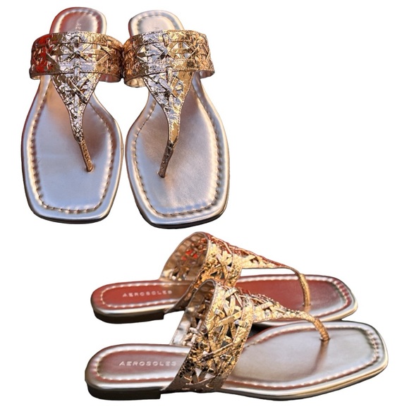 Aerosol’s Rose Gold Snake Design Leather Flats Size 10 - Picture 3 of 6